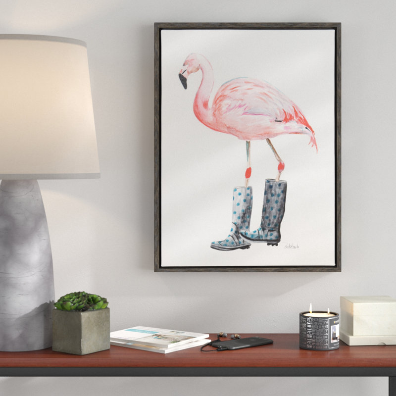 Flamant rose par Jennifer Redstreake Geary de Redstreake, reproduction d'art sur toile encadrée