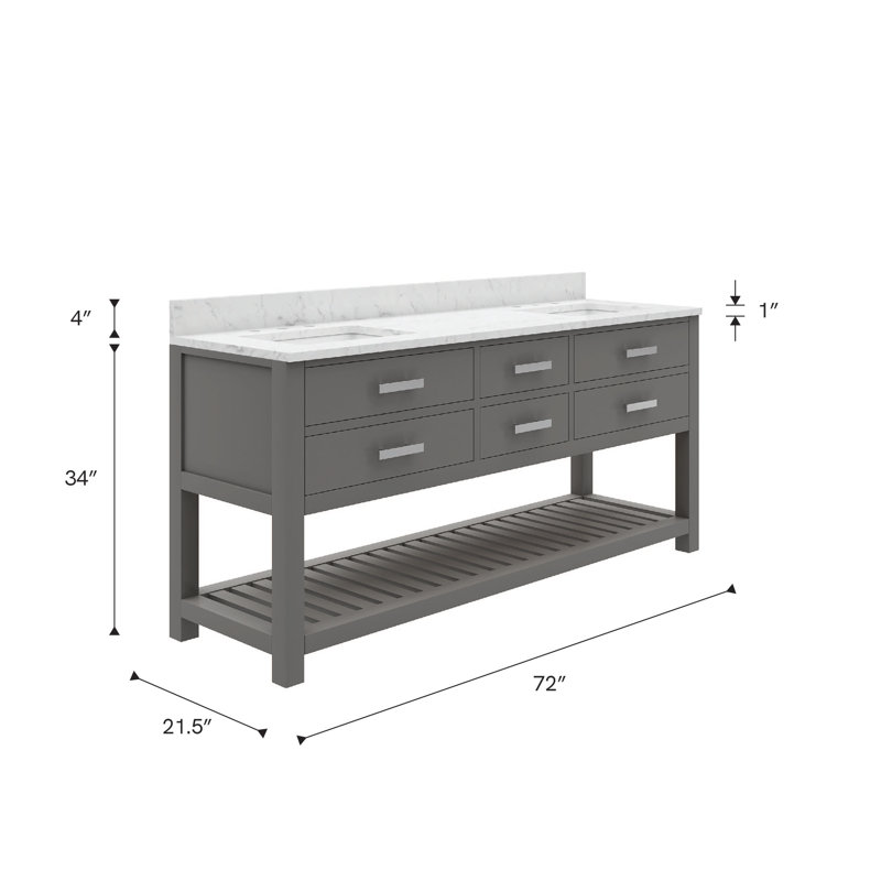 Madalyn 72'' W Double Vanity, Cashmere Gray
