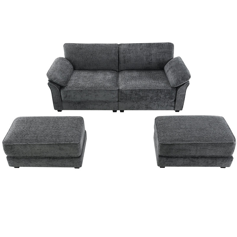 Canapé-lit modulaire confortable, capacité de 4 personnes, revêtement en chenille, lit modulaire avec option de détente, 4 avec revêtement pour les familles