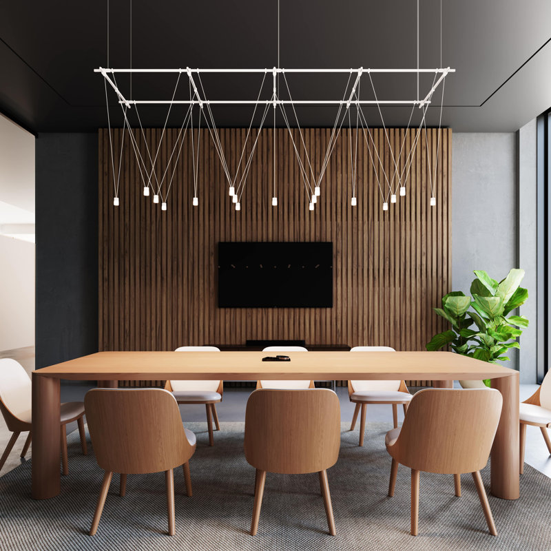 Lustre cylindrique à DEL géométrique à 17 lumières Suspender®, Blanc satiné