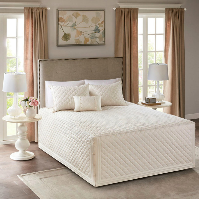 Couvre-lit réversible kaki, très grand, coton avec garniture boutonnée et taie d'oreiller