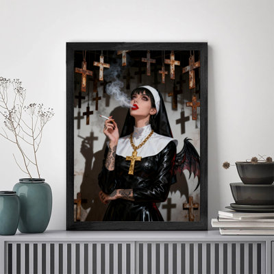 Reproduction d'art encadré noir rétro