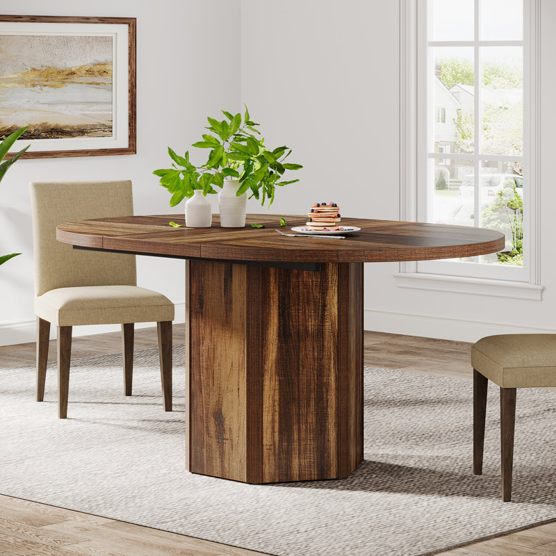 Rustic Brown Reclaimed Wood Oval Dining Table for Six