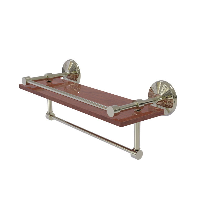 Tilney Bracket Shelf with Towel Bar, Polished Nickel, 5" H x 16" W x 5" D