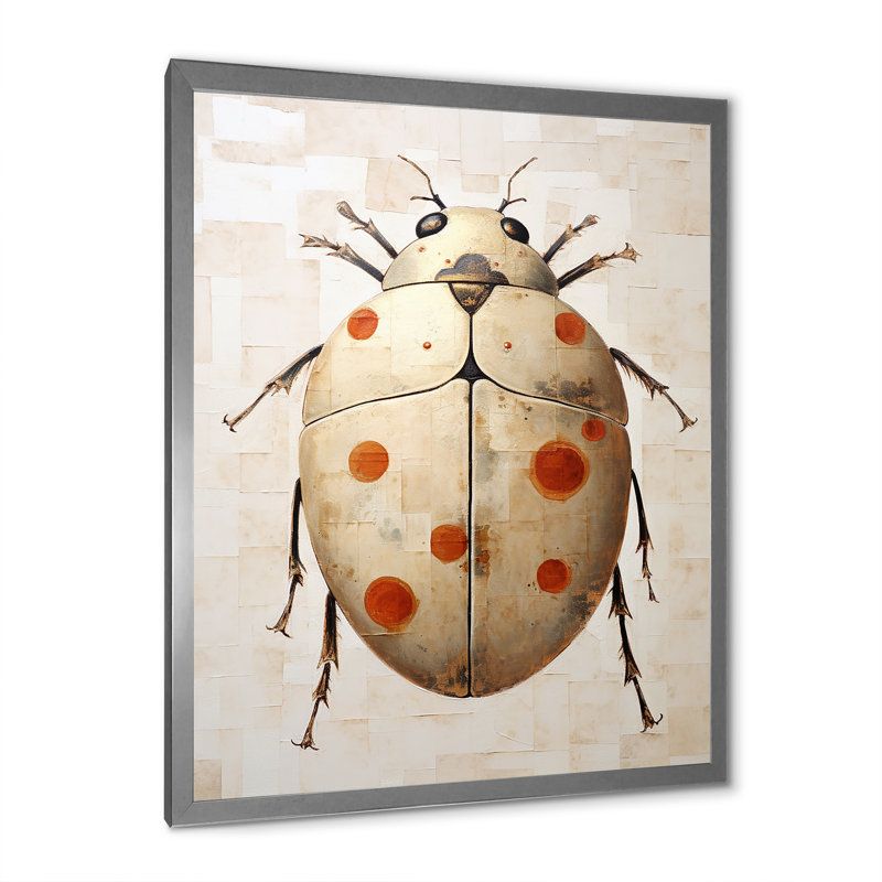 «Gold Vintage Minimalisme Beetle IV» sur toile, H 40 po x l 30 po x P 1,5 po, Cadre simple argenté