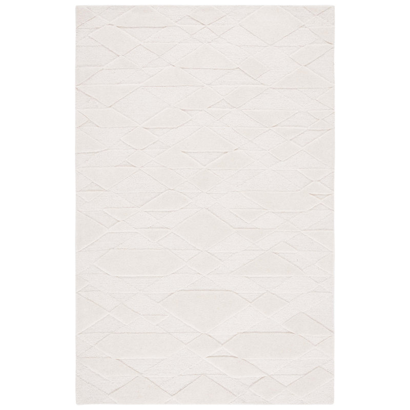 Rodeo Drive Hand Tufted Wool/Cotton Solid Color Rug in Ivory, Rectangle 8' x 10'