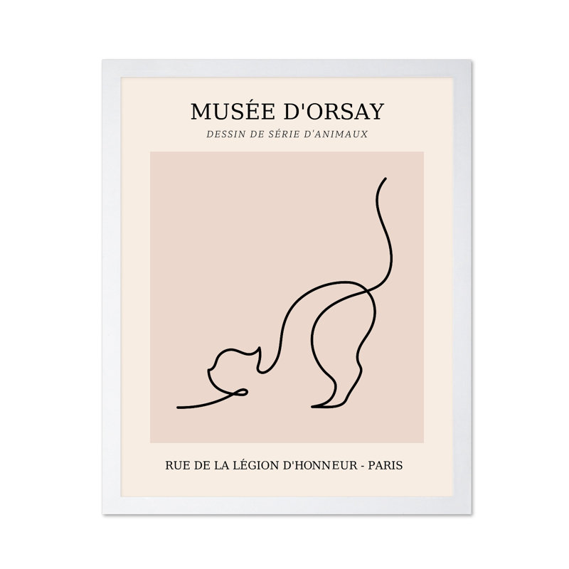 Picasso - dessin d'un chat, Poster, White Framed, 08"H x 10"W