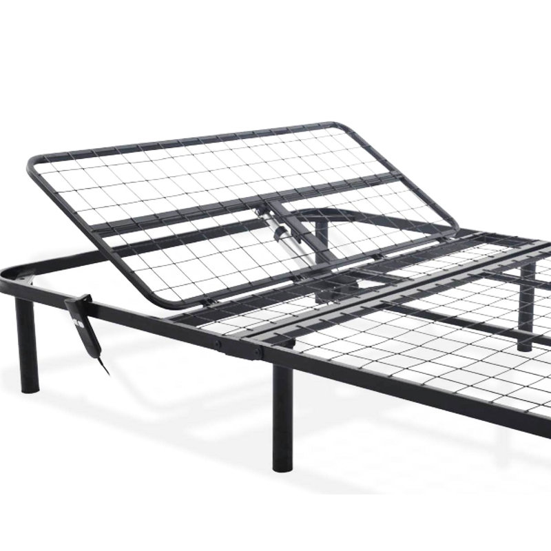 Full - Size Black Adjustable Bed Foundation With Head Up Only Movement, Strong Steel Base, Quick Assembly, 850 Lbs Weight Limit, 75 In Product Length, 53 Width, 14 Thickness Full, Black, Bed, Single
