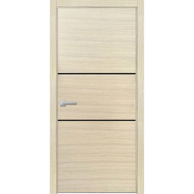 Porte intérieure moderne en bois pré-montée avec quincaillerie Planum 0014, placage naturel, panneau unique, cadre et moulures, portes robustes pour salle de bain et chambre à coucher - 42 po x 96 po