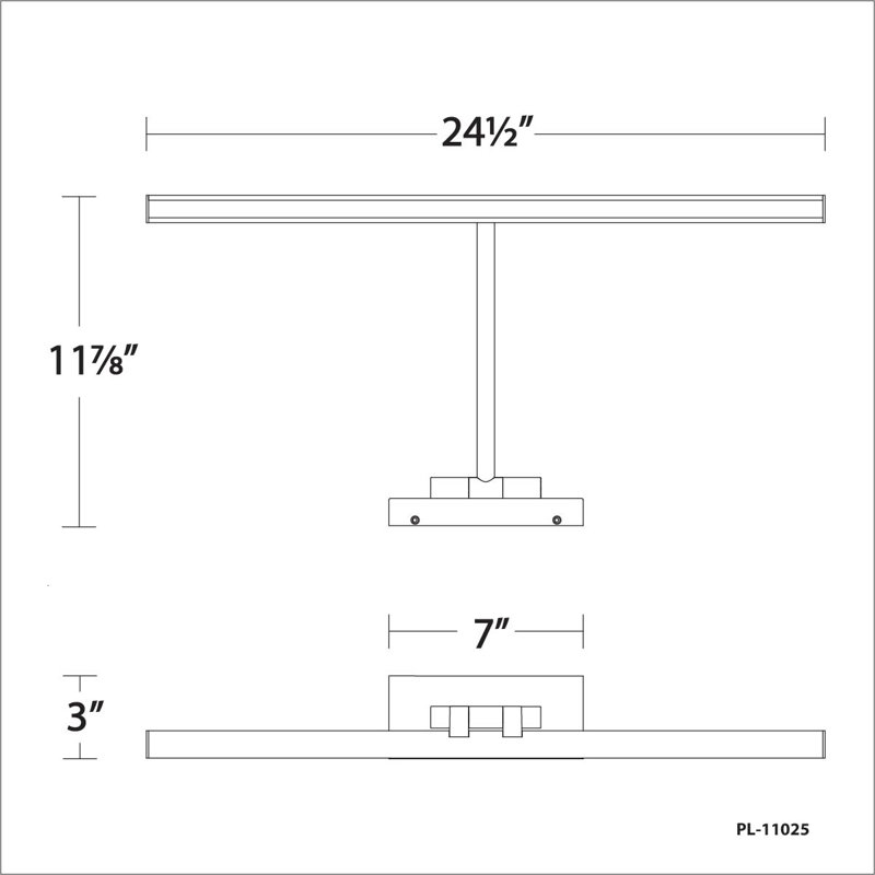 Reed 25In LED Adjustable Picture Light 3000K In Black, Brushed Nickel, 3" H x 11.4" W x 24.5" D