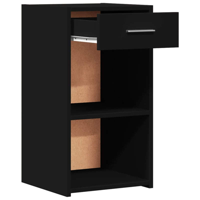 35cm W Manufactured Wood Bedside Table, Black, Set of 2