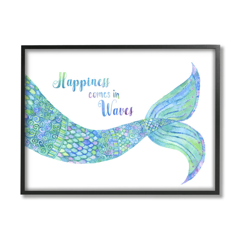 Happiness Comes In Waves, Giclée encadrée noir minuit, H 24 po x l 30 po x P 1,5 po