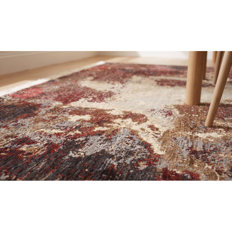 Tapis abstrait en laine noué à la main Lydia Lila 8 pi 0 po x 10 pi, Rectangle 120 po x 96 po