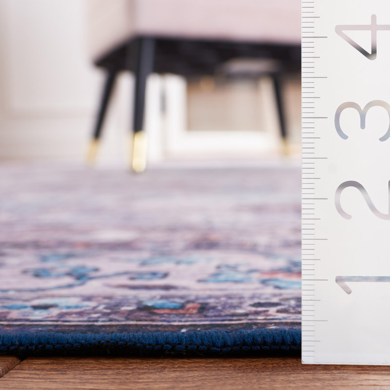 Ziebarth 173 M/W S/R Area Rug In Aqua / Pink, Rectangle 5' x 8'