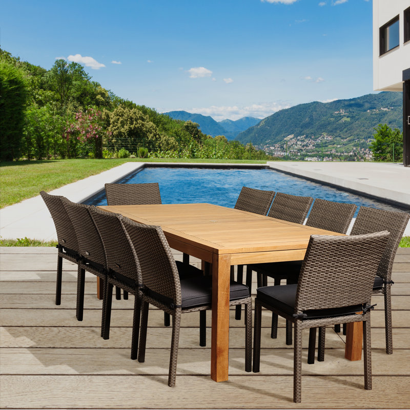 Ensemble de salle à manger rectangulaire pour 10 personnes 87 po Brote, Gris, Gris