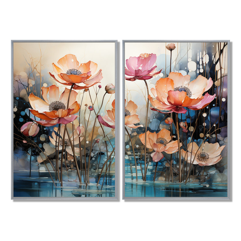Lotus en harmonie - impressions florales de lotus sur toile, Argent argent, H 36 po x l 48 po, Impression encadrée flottante