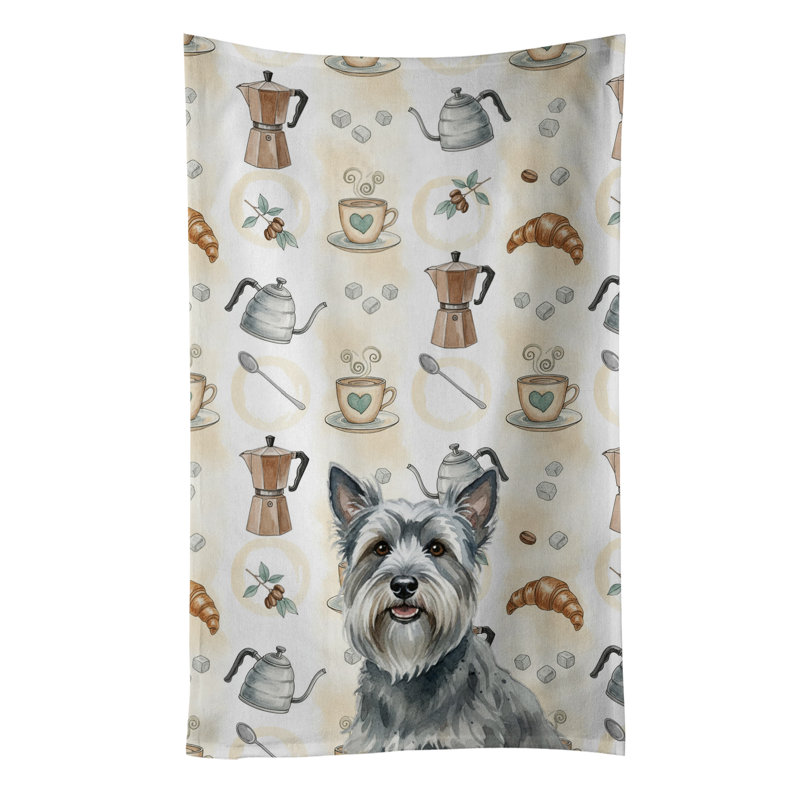 Gray Skye Terrier Coffee Bar Kitchen Towel, Gray Skye Terrier