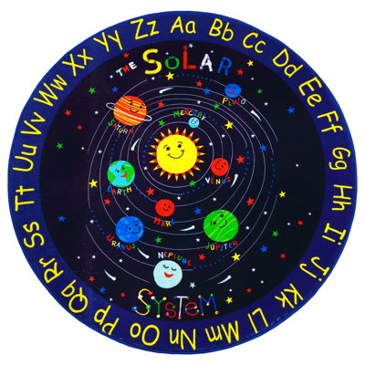 Star Blue Area Rug for Kids Room Alphabet Rug for Nursery Universe Theme Rug for Classroom Solar System ABC Kids Rugs Educational Learning Carpet for -  Zoomie Kids, 868BA02351C54129ACBE7BBE9005C91B