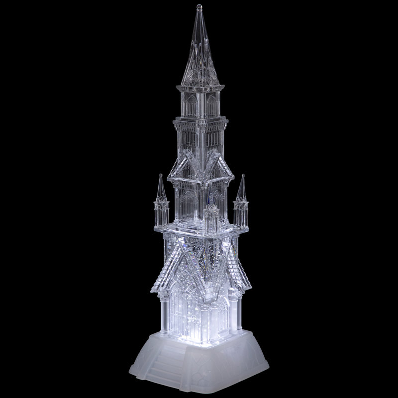 17.5" LED Lighted Acrylic Castle Christmas Snow Globe