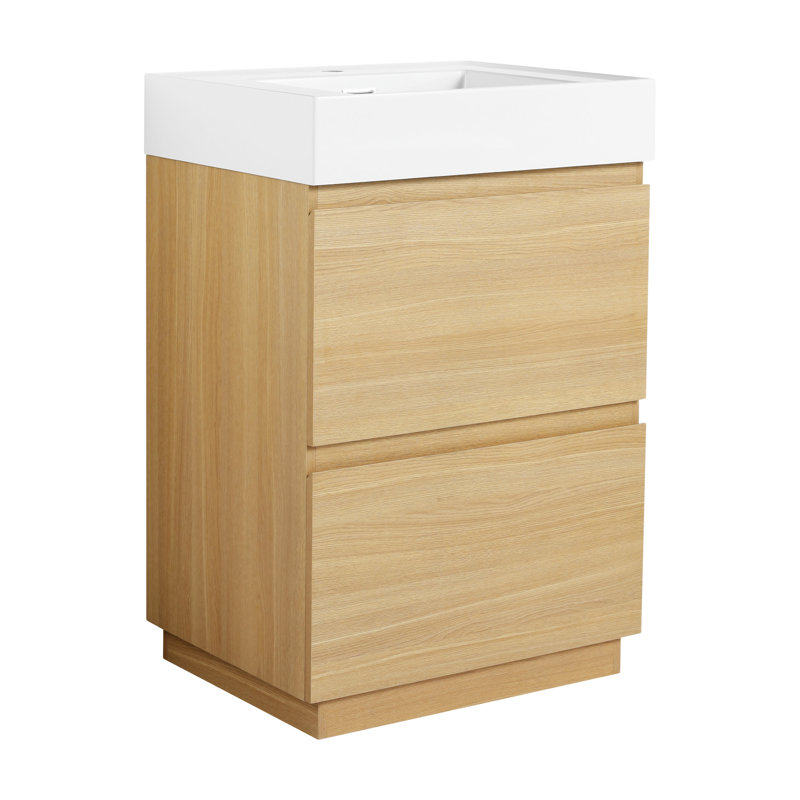 24" Bathroom Vanities With Single Sink Combo, Oak