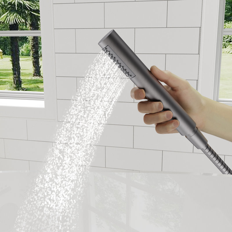 Robinet de baignoire autoportant monocommande à fixation au sol avec douche à main, Graphite