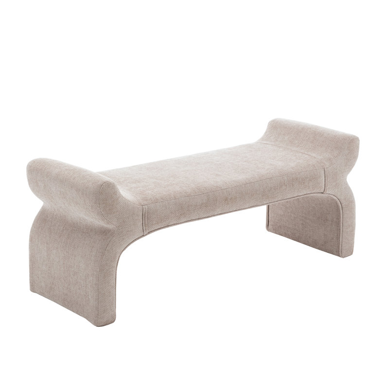Wrought Studio™ Cleve Fabric Waterfall-like Bench, Beige