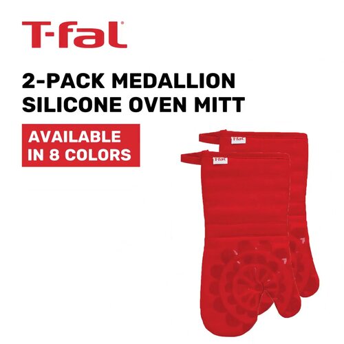 T-Fal Medallion Cotton Silicone Oven Mitt (Set of 2); Charcoal