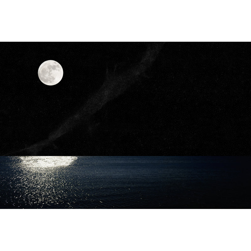 Full Moon from the Sea 1 Piece Wrapped Canvas Wall Art, 20cm H x 30cm W x 3.8cm D