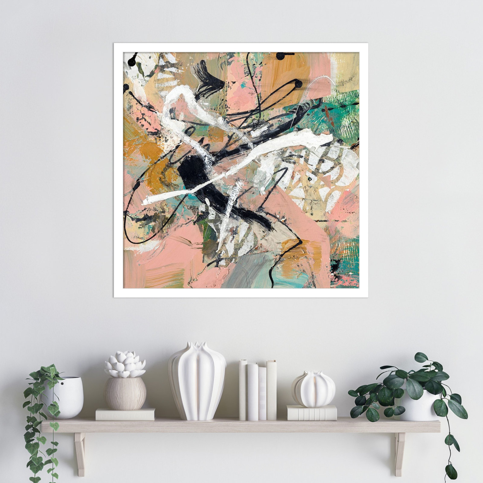 Fluid by Sutter Wood Framed Wall Art Print, 21" H x 21" W, White