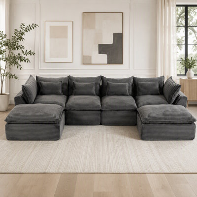 Cloud Couch Oversized Modular Sectional Sofa True Relax Comfy Couches Wide&Deep Seat Sofas for Living Room Furniture Sets, Corduroy Fabric