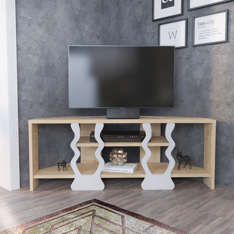 Bernadyne 47" Corner TV Stand for TVs up to 55", Sapphire Oak/White