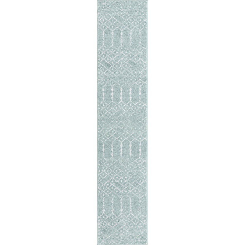 Sierra Geometric Area Rug, Runner 2' x 9'10", Aqua