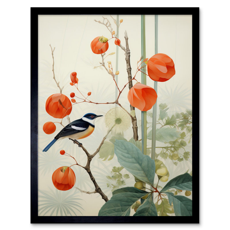 Small Bird On Blooming Tree Branch - Single Picture Frame Print