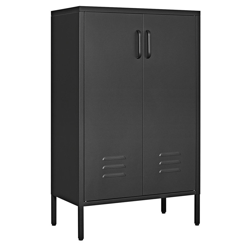 Armoires de rangement en acier avec 2 portes, Noir, noir, noir, noir