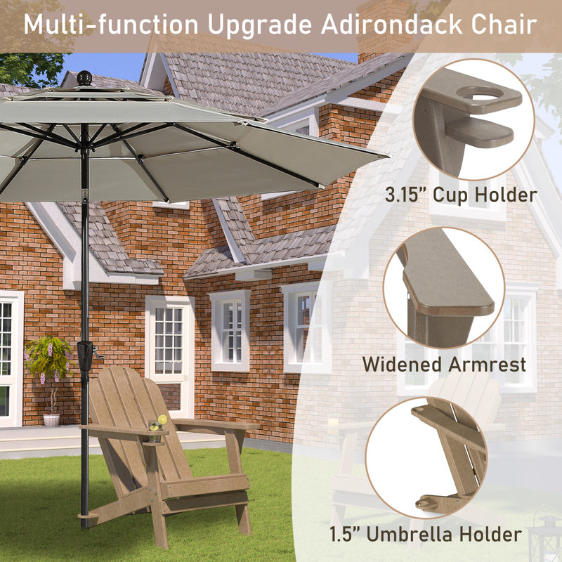Calik Foldable Outdoor Adirondack Chair, Brown