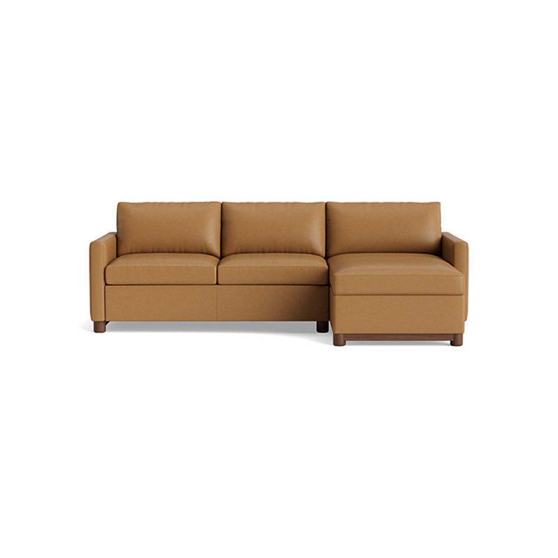 Reve Leather Sofa with Chaise (112"), Chaise On Right, Leather - Butterscotch
