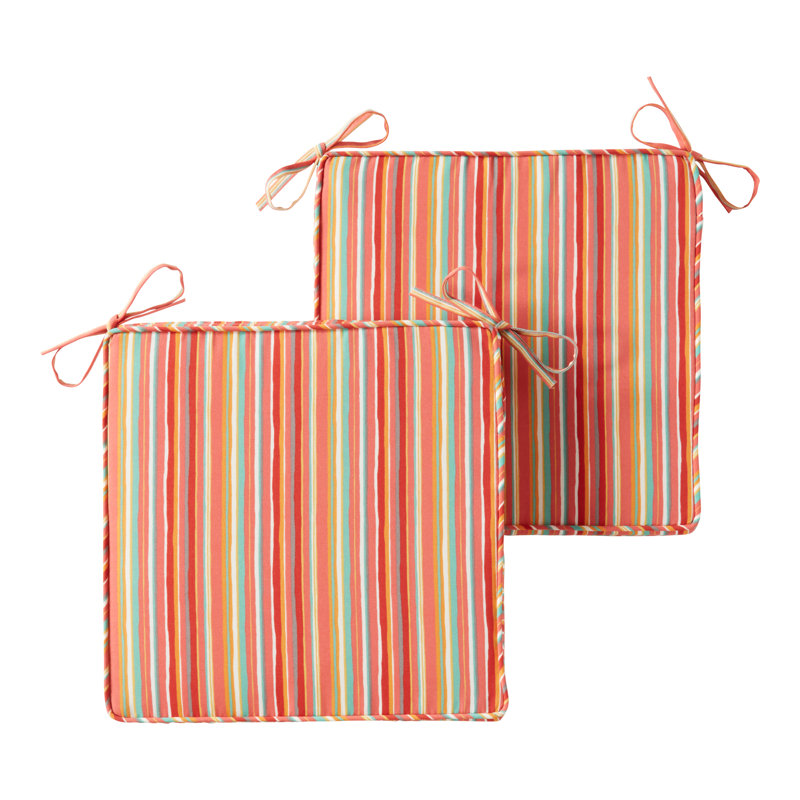 Sunbrella Outdoor Dining Chair Seat Pad, Watermelon Stripe