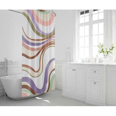 kathy ireland HOME Retro Wave 71" x 72" Shower Curtain