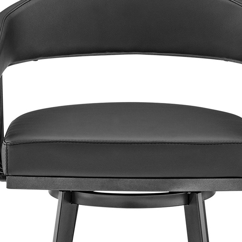 Tabouret de bar pivotant en similicuir Mod, Siège noir / cadre noir, Tabouret de comptoir (siège d'une hauteur de 26 p