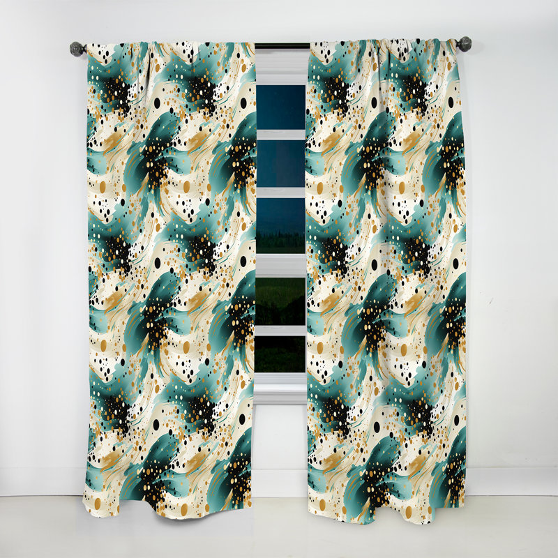 Gilded Polka Dot River - Abstract Curtain - Room Darkening Abstract Curtain - 1 Panels, 52" W x 63" L