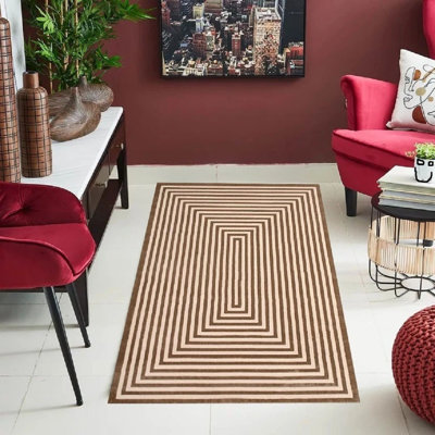 Striped Flokati Area Rug