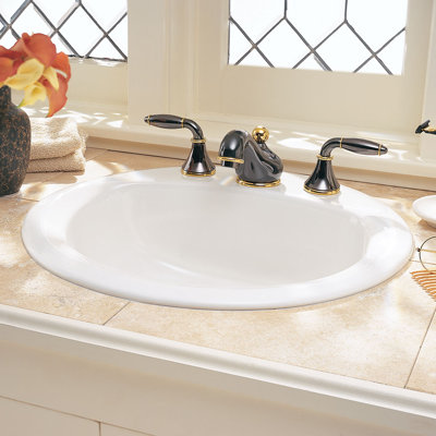 Lavabo de salle de bain circulaire en céramique avec trop-plein Rondalyn