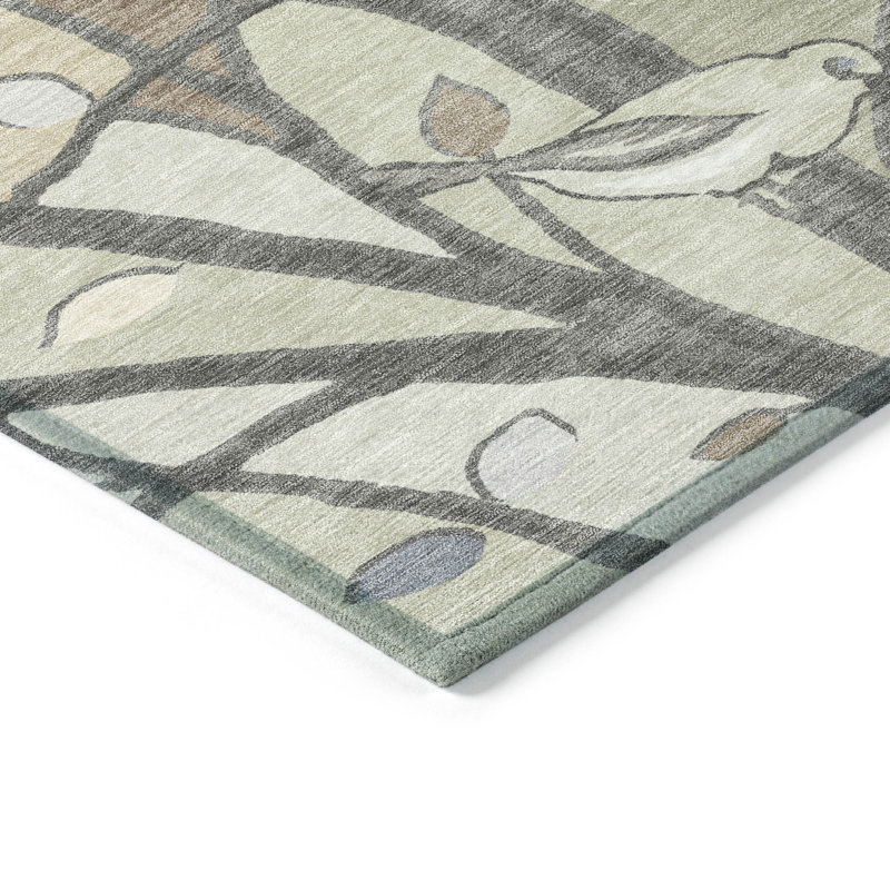 Machine Washable Indoor/Outdoor Bourkelands ACN2336 Botanical Rug, Rectangle 9' x 12'