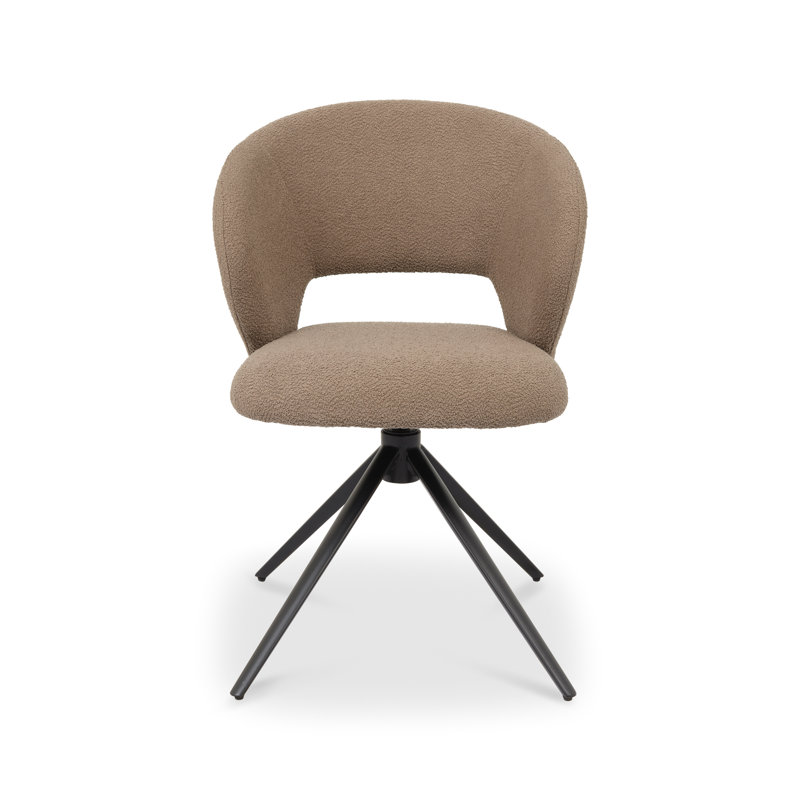 STELLA 360° RETURN SWIVEL CHAIR - BOUCLE FABRIC - BLACK SAND POWDER COATED LEGS (SINGLE), Mocha Beige