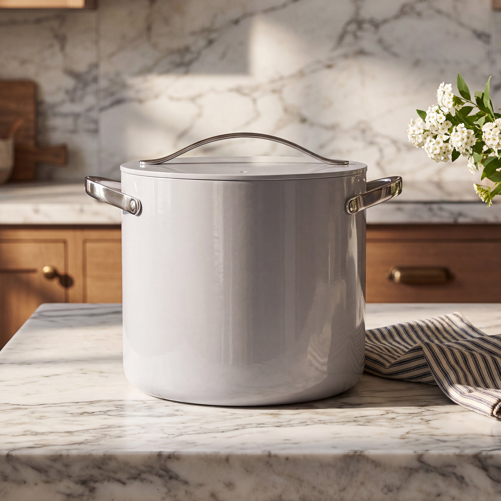Caraway Ceramic Non-Stick Petite Cooker, Gray, 12 quarts