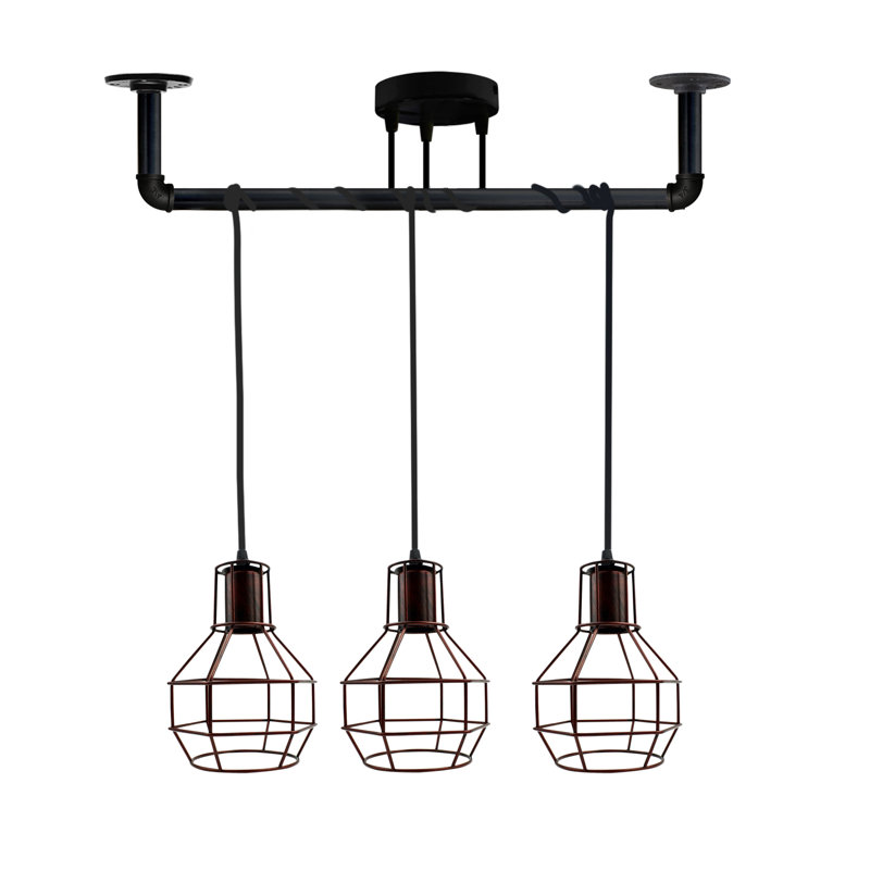 Bruyere 3 - Light Kitchen Island Pendant, Rustic Red