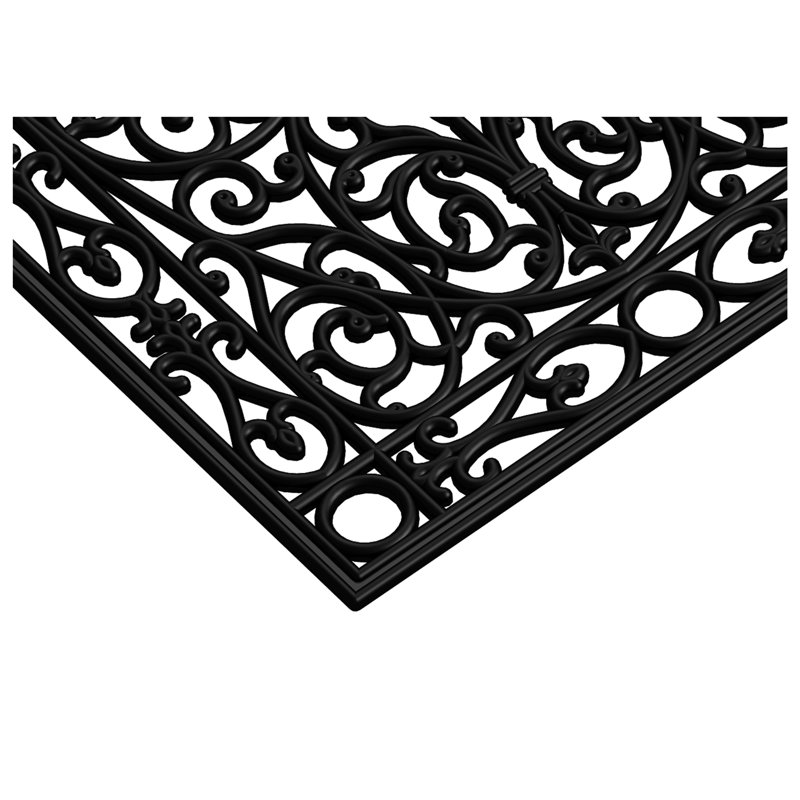 Tapis de porte d'extérieur antidérapant Schairer, L 22 po x L 48 po, Noir