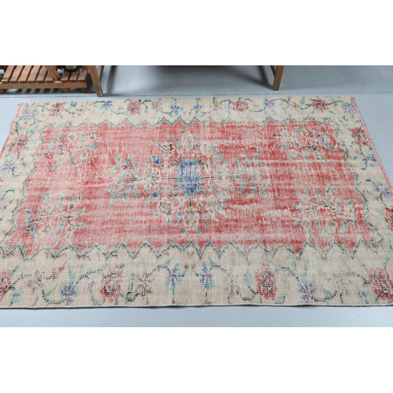 Tapis turc rétro avec motif floral Anatolian Vintage