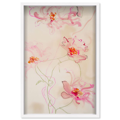 Oliver Gal Pink Flower I Floral & Botanical - Luxury Shadowbox Framed Wall Art