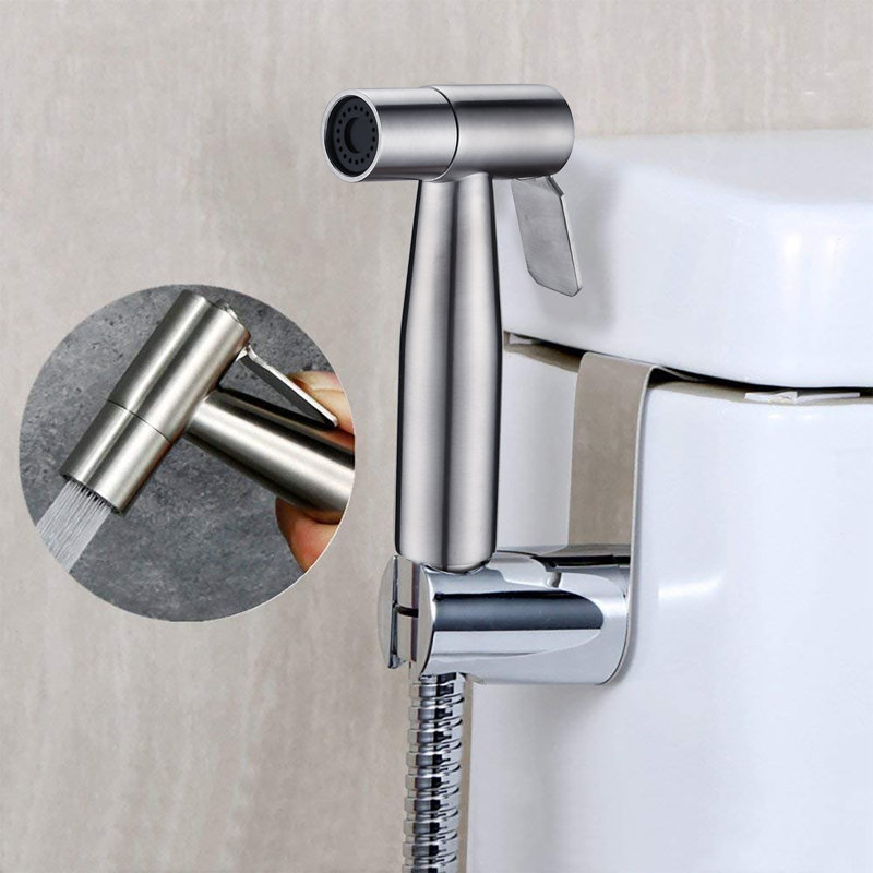 Elongated Hand Held Bidet with Faucet